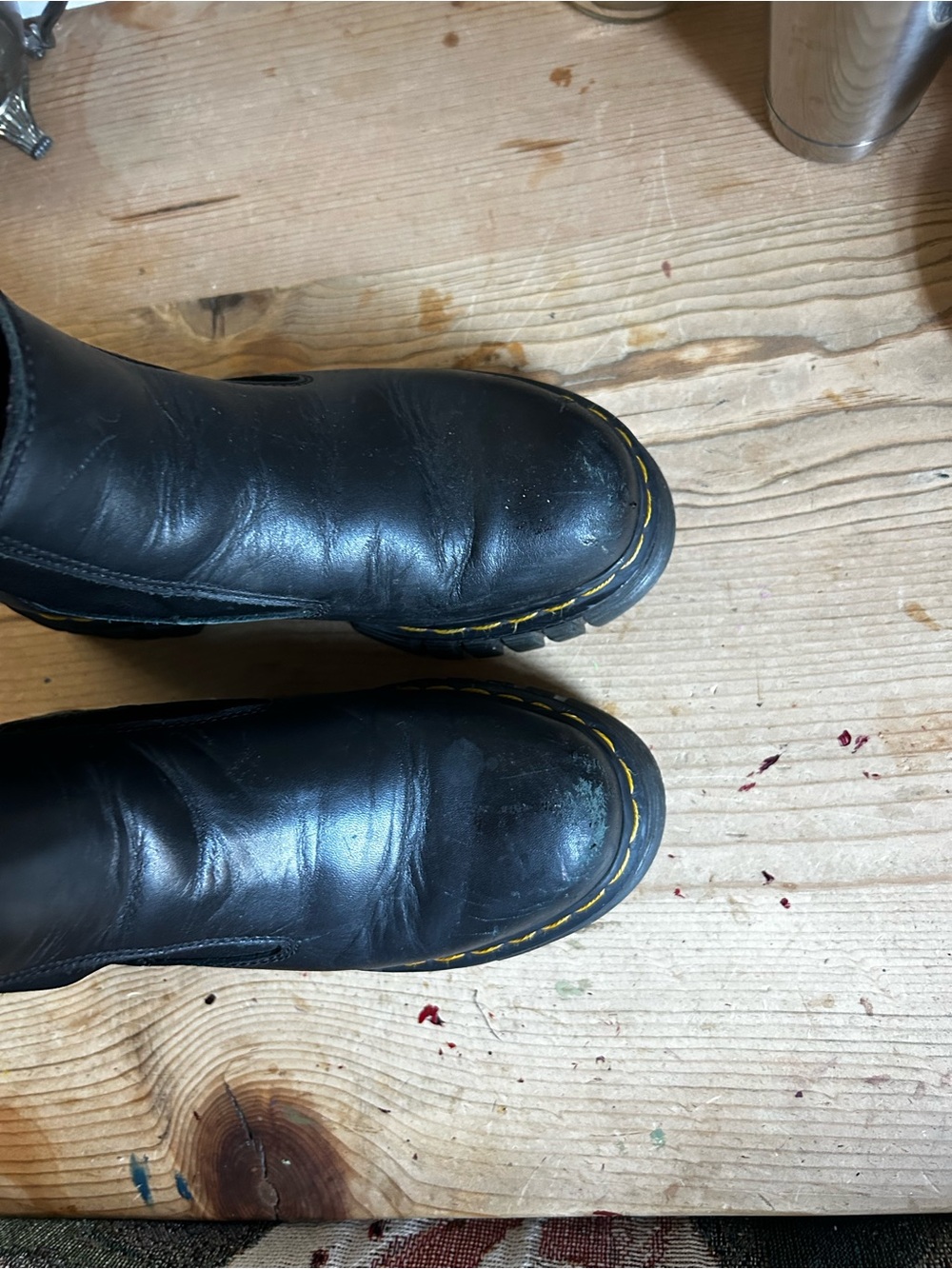 Dr. Martens Black Leather Chelsea Boots with Yellow Welt Stitching - Picture 2 of 4